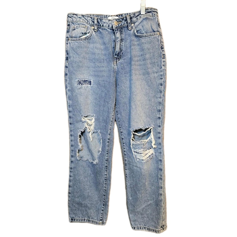 💙Forever 21 High Rise Jeans Women's Sz 27 Distressed Straight Leg Ankle Denim